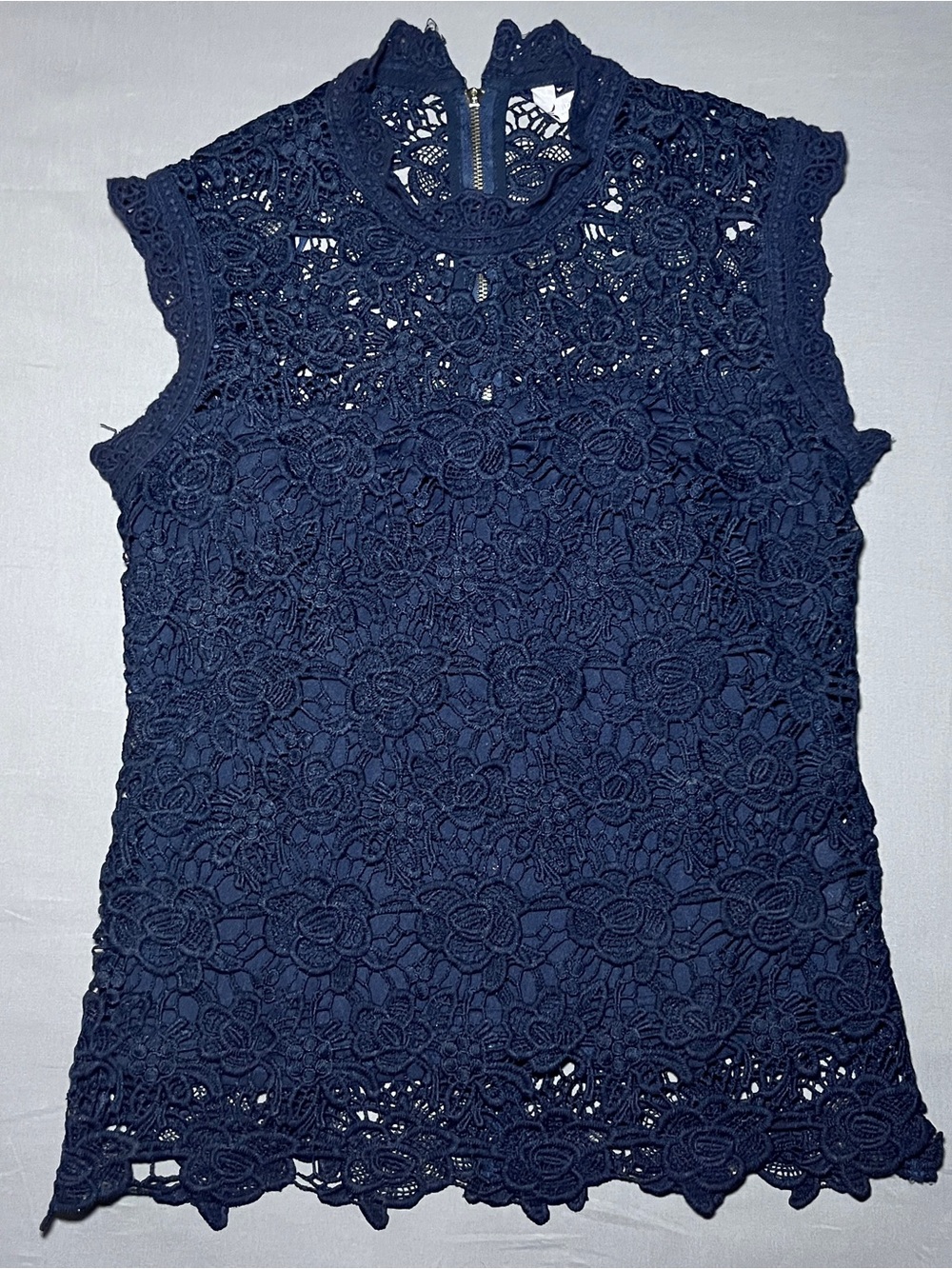 Nanette Lepore Navy Floral Lace Sleeveless Top Size XS